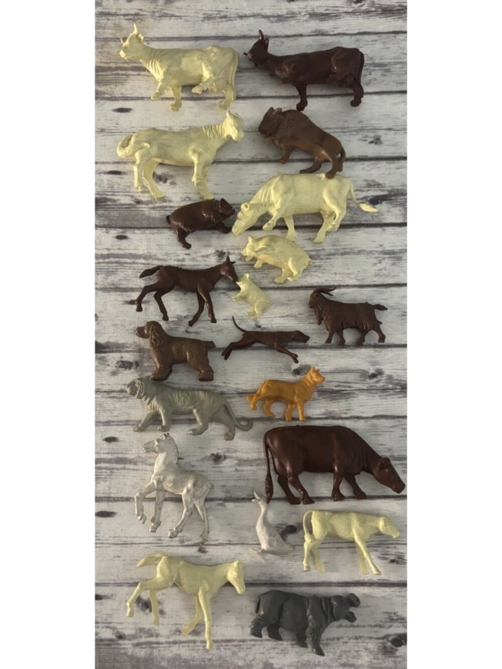 Vintage MCM 60s Plastic Play Animals Toy Mixed Lot Various Sizes Colors & Brands